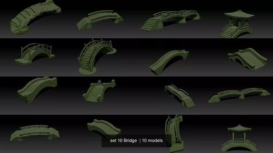 set 10 Bridge  3D Model Collection
