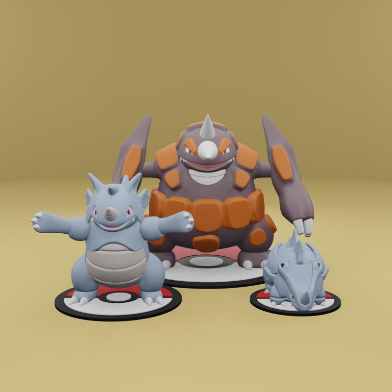 Pokemon No. 111, 112, 464 Rhyhorn, Rhydon, Rhyperior