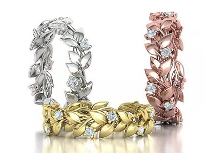 Floral Leaves Eternity Rings Collection 7US 8US 9US sizes