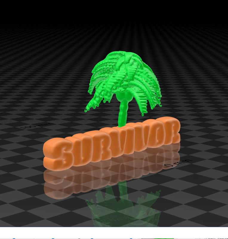 survivor letters with palmtree