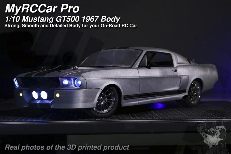 MyRCCar Complete On-Road RC Car COMBO, 1967 Mustang Body with KIDS Chassis, Wheels, Shocks, HEX and Motor Pinions
