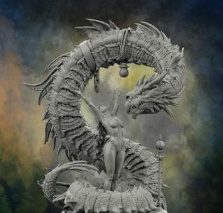 Elemental Priestess & Guardian Dragon – 3D Model Ready for Printing