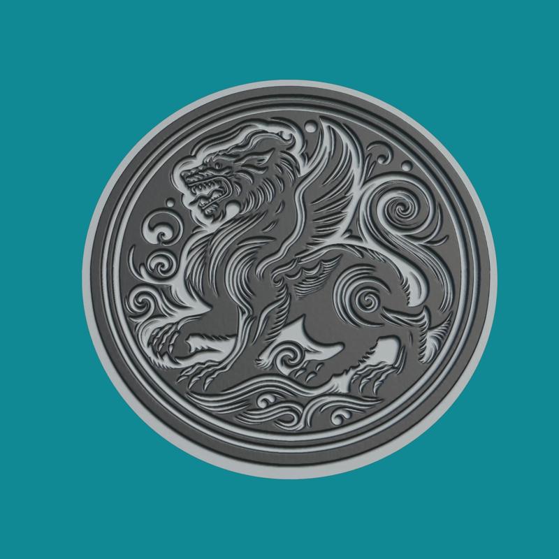 Kimera Mythological Creature Medallion Kimera 3d Print Model