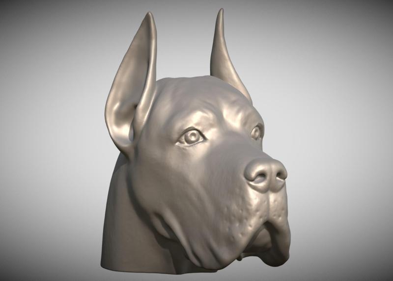 Great Dane head for 3D printing