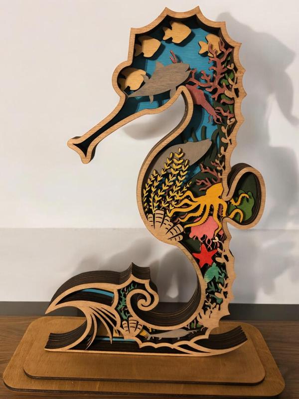 Multilayer laser-cut seahorse SVG