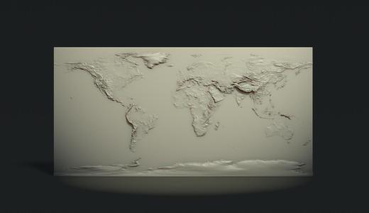 World Physical Map bas relief