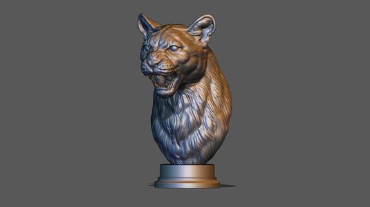 Puma cougar growling bust