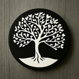 Cubic urn - Minimalist design with interchangeable Tree of Life emblems
