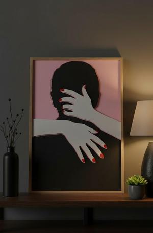 Tender Embrace - Minimalist Line Art 3D Relief Wall Art STL