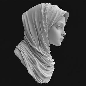 Elegant Female Portrait Sculpture with Draped Fabric