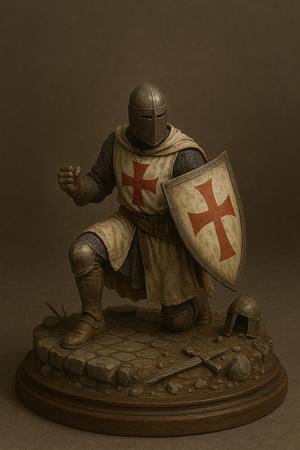 Knight Templar Diorama – Medieval Crusader 3D Printable Statue