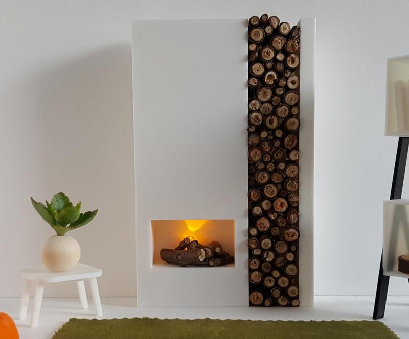 Modern Miniature Fireplace 1/12 Scale