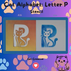 Cat Alphabet: Letter P Stencil - STL & SVG Files