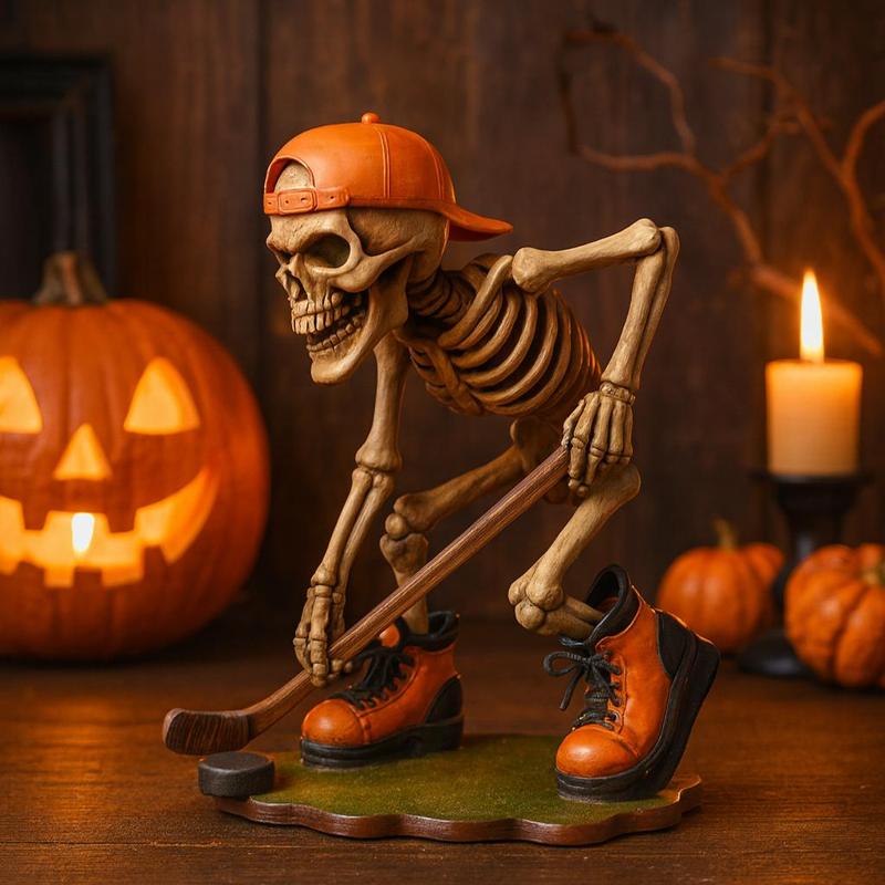 Halloween Skeleton Hockey Player STL | Spooky Sports Figurine 3D Print Model