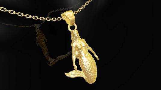 Mermaid Pendant jewelry gold 3D print model