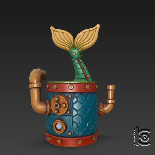 Steampunk Mermaid Tail Candle Holder & Planter - 3D Model for Printing