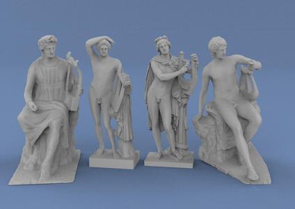 Sculptures of Apollo with harp