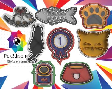 SET 8 COOKIE CUTTERS PETS CATS
