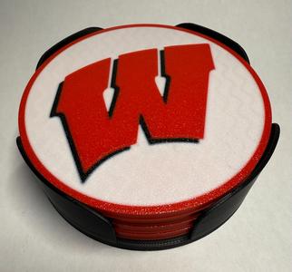 Wisconsin Badger Coasters and Holder