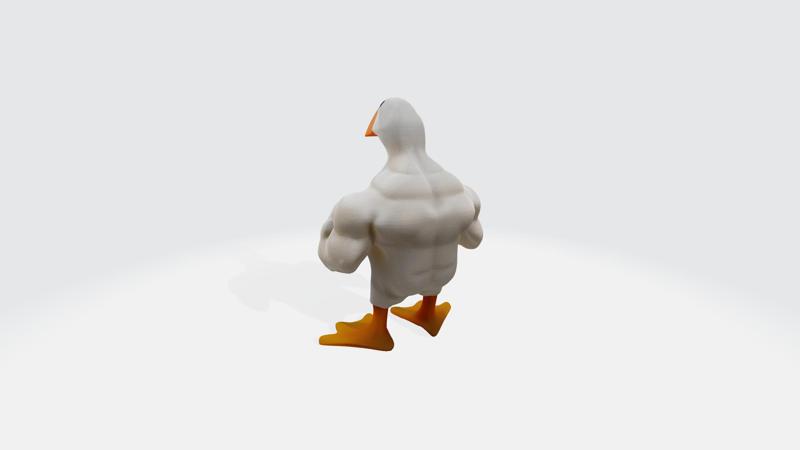 Muscle goose statue
