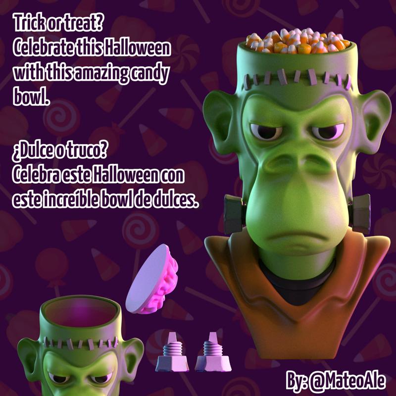 FRANKENSTEIN APE CANDY BOWL HALLOWEEN/FRANKENSTEIN MONKEY CANDY BOWL FOR HALLOWEEN