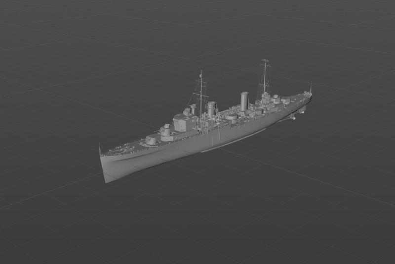 British cruiser "Perth" 3D model material