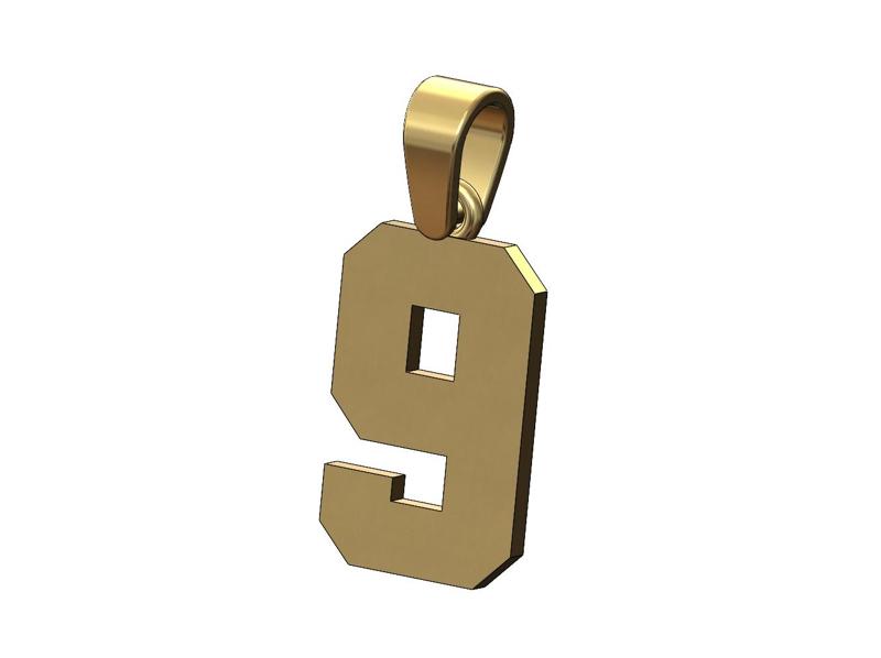 NBA font number 9 pendant charm with bail 3D print model