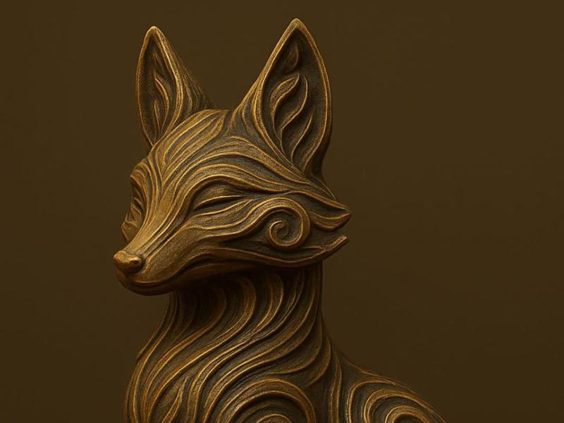 Spiral Fox – Mystical Modern Sculpture 