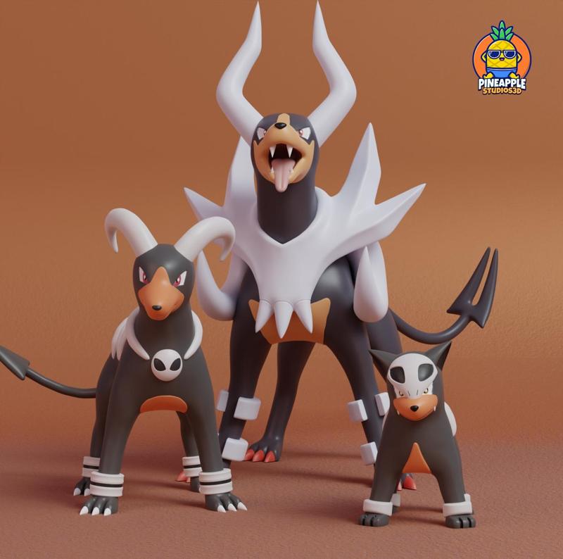 Pokemon - Houndor, Houndoom and Mega Houndoom