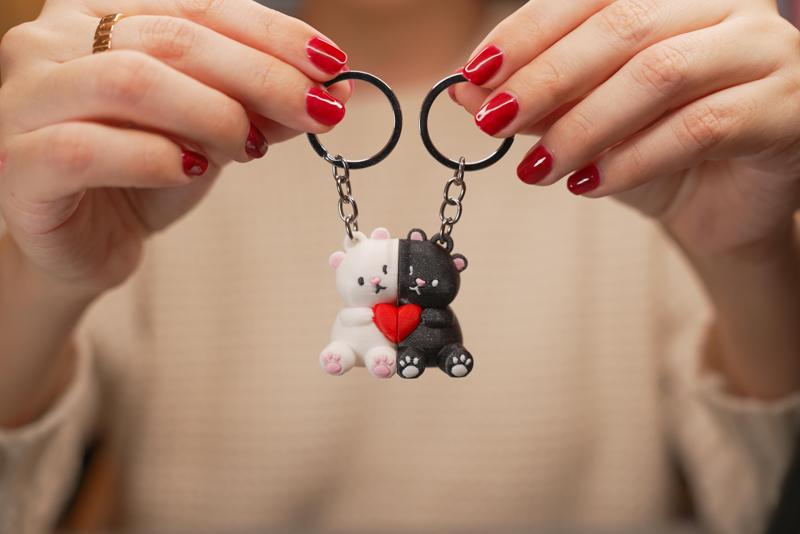 Teddy Bear Couple Keychain - Magnetic Love Connection 🐻❤️🐻