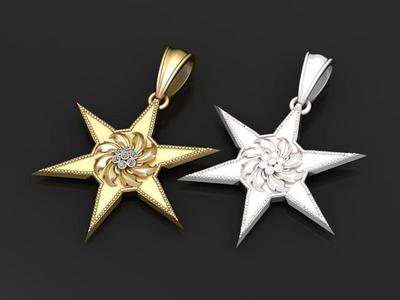 Floral Starburst Pendant 3d printable model