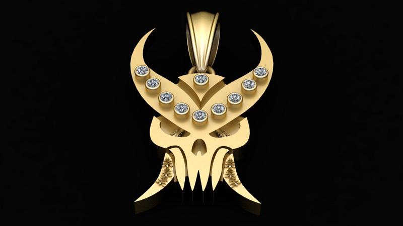 Skull Faces Gold Pendant 3D Printable Model