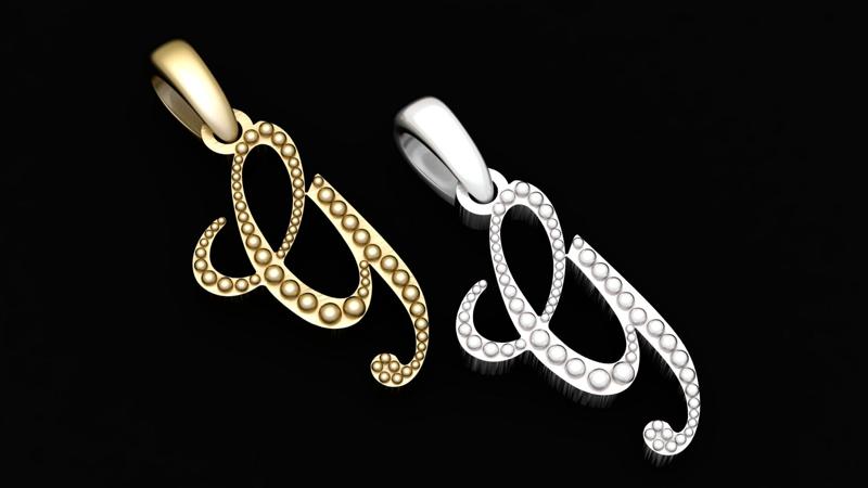 abstract calligraphy jewelry PENDANT 3d printable model