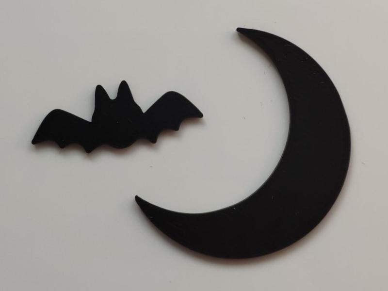 Halloween decoration - bat and moon sticker