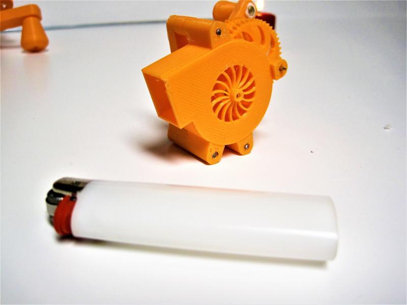 Miniature human powered blower fan