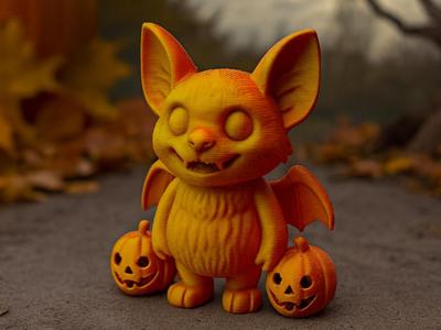 Cute Bat with Pumpkins