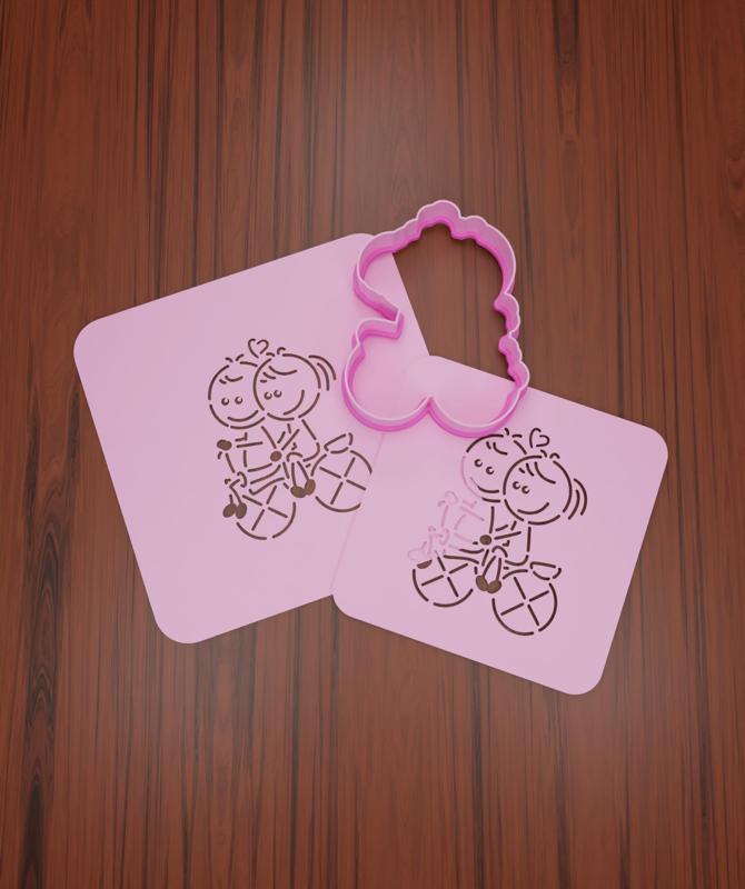 Valentine's Day Stencil #21 "Bicycle Couple".