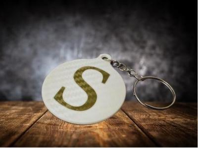 Bi-Color Round Personalized Letter Keychain