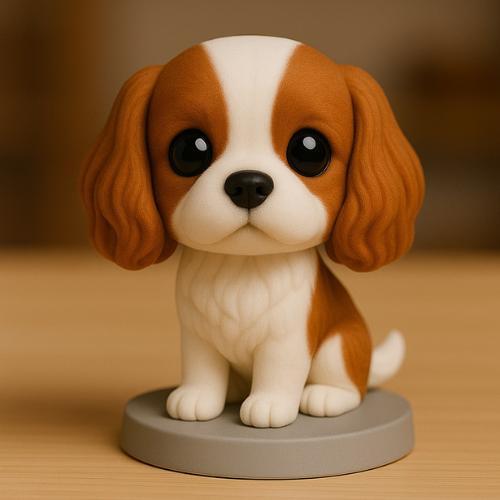Perro Cavalier King Charles Spaniel figura estilo chibi