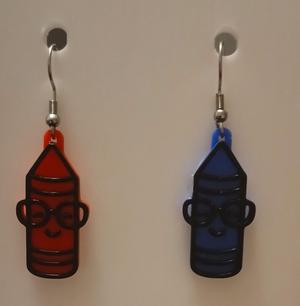 Crayons Earrings & Keychain | No AMS Needed | Back to School Teacher Gift 3D Print STL