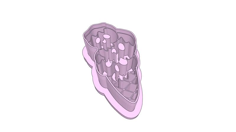 Skull Ice Cream Stacked Cone Clay Cutter - 35mm