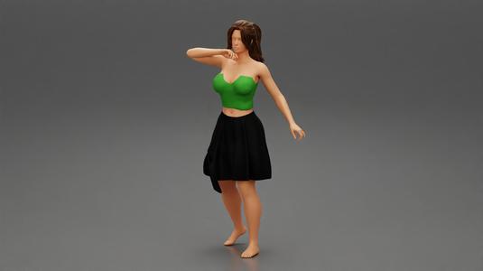 Young Woman in a Black Skirt and sexy shirt