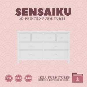 Miniature Replica HEMNES 8 Drawers Dresser - IKEA (1:12,24,48) - 3D Print Instant Download
