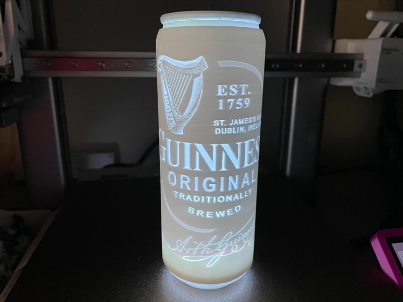 Guinness beer lithophane can