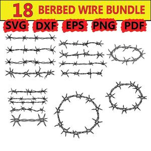 18 berbed wire design bundle,svg,dxf,eps,png,pdf