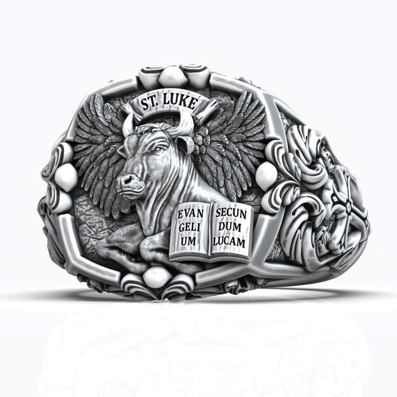 Taurus Of Saint Luke Apostle Evangelist Cross Signet