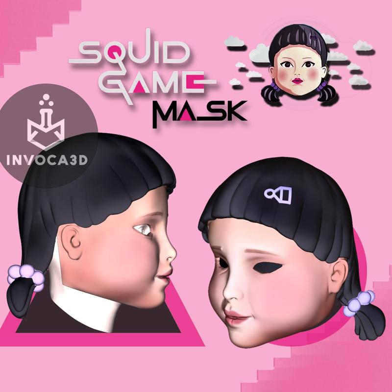 Face Mask Young-hee  - Squid Game Girl Female Robot Doll - Cosplay Fanart - EL JUEGO DEL CALAMAR