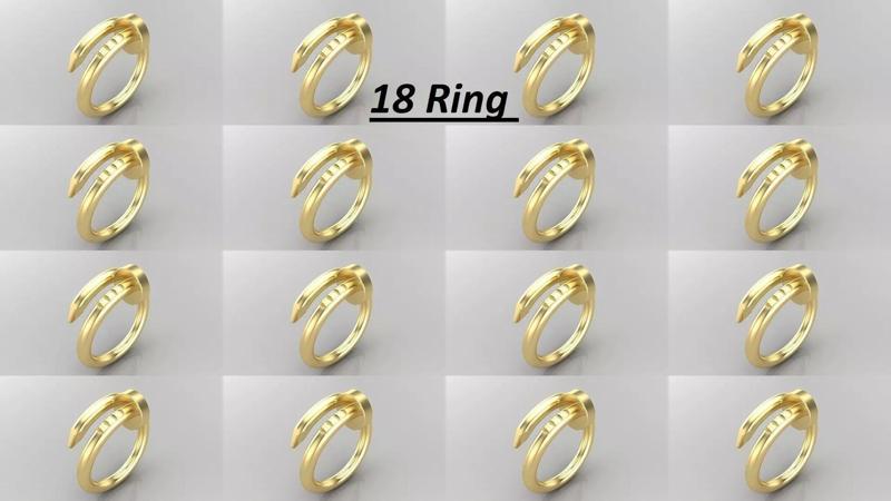 C10 Women rings different size 18 3D Model Collection