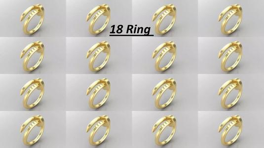 C10 Women rings different size 18 3D Model Collection