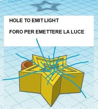 star pendant with HOLE TO EMIT LIGHT - stella ciondolo con FORO PER EMETTERE LUCE h10mm e h14mm